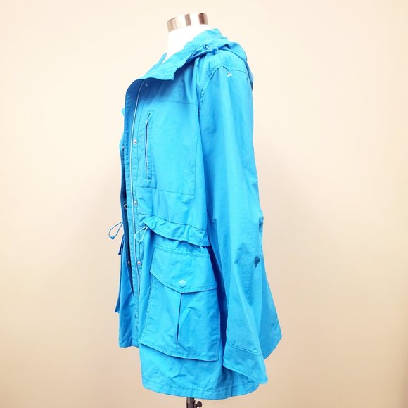 J. Crew Zip Front Perfect Lightweight Perfect Rain Jacket Sky Blue - Picture 8 of 12